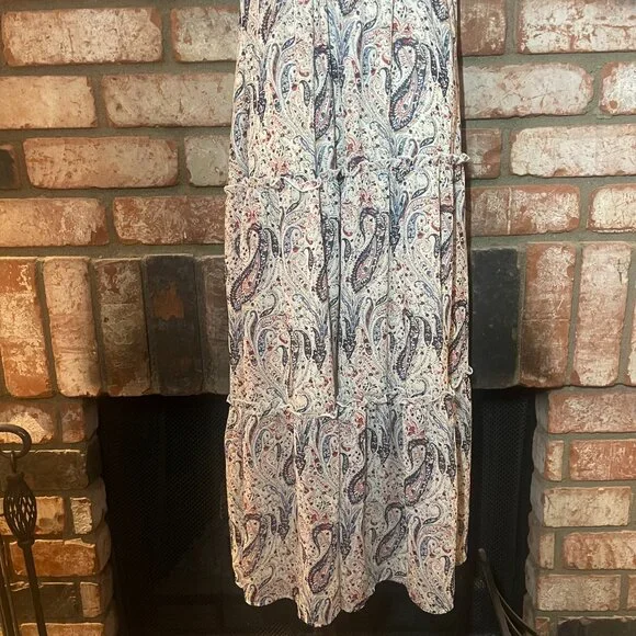 Indigo Rose Paisley Tiered Boho Maxi Dress 2X Plus - Picture 3 of 13